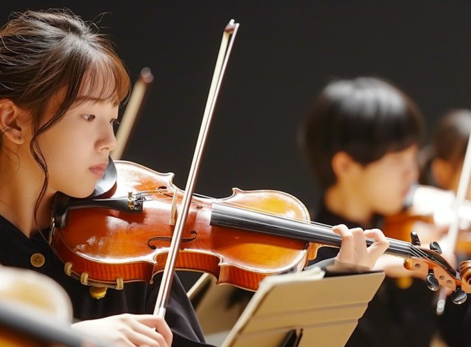 Violinist in Orchestral Performance